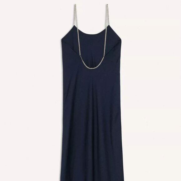 ba&sh Canel Slip Dress in Navy, Size Medium - Picture 6 of 11